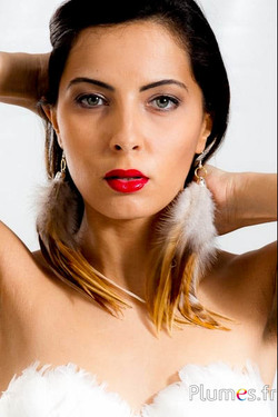 Boucles d'oreilles Coq - long. 18 cm - roux naturel